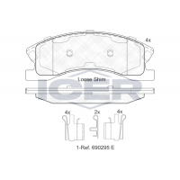 182075 ICER Комплект гальмівних колодок дисковий гальм