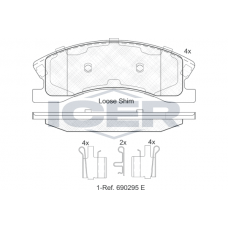182075 ICER Комплект гальмівних колодок дисковий гальм