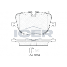 181952 ICER Комплект гальмівних колодок дисковий гальм