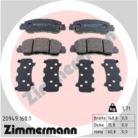 20949.160.1 ZIMMERMANN Комплект гальмівних колодок дисковий гальм