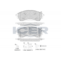 182382 ICER Комплект гальмівних колодок дисковий гальм