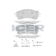182382 ICER Комплект гальмівних колодок дисковий гальм