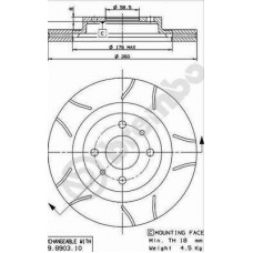 09.8903.75 BREMBO Гальмівний диск
