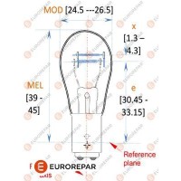 1616431380 EUROREPAR Лампа розжарювання, Фара заднього ходу