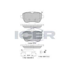 182076 ICER Комплект гальмівних колодок дисковий гальм