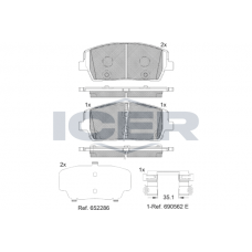 182378 ICER Комплект гальмівних колодок дисковий гальм