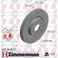 400.3648.52 ZIMMERMANN Гальмівний диск