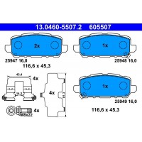 13.0460-5507.2 ATE КомплеК т гальмівних колодок, дискове гальмо