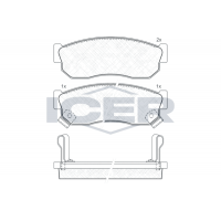 180519 ICER КомплеК т гальмівних колодок, дискове гальмо