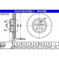 24.0132-0186.1 ATE Гальмівний диск