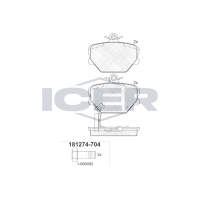 181274-704 ICER Комплект гальмівних колодок дисковий гальм