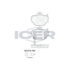 181274-704 ICER Комплект гальмівних колодок дисковий гальм