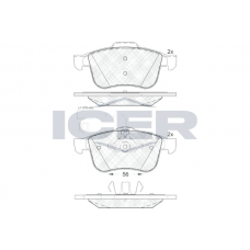 181772 ICER КомплеК т гальмівних колодок, дискове гальмо
