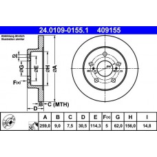 24.0109-0155.1 ATE Гальмівний диск