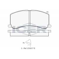 181116 ICER Комплект гальмівних колодок дисковий гальм