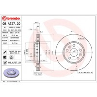 09.A727.21 BREMBO Гальмівний диск