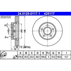 24.0125-0117.1 ATE Гальмівний диск
