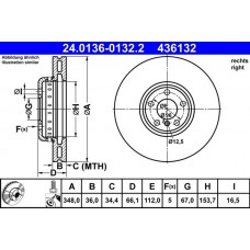 24.0136-0132.2 ATE Гальмівний диск