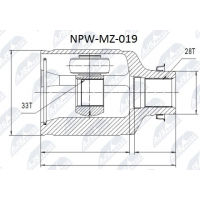 NPW-MZ-019 NTY Шарнирный комплект, Привідний вал
