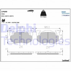 LP699 DELPHI Комплект гальмівних колодок дисковий гальм