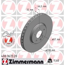 400.3673.20 ZIMMERMANN Гальмівний диск