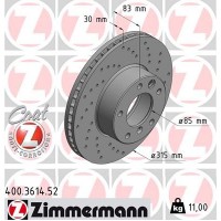 400.3614.52 ZIMMERMANN Гальмівний диск