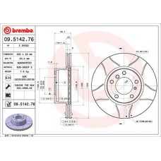 09.5142.76 BREMBO Гальмівний диск