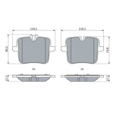 0 986 424 923 BOSCH Комплект гальмівних колодок дисковий гальм