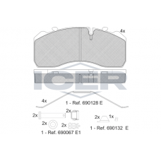 151254-066 ICER Комплект гальмівних колодок дисковий гальм