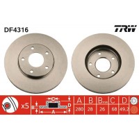 DF4316 TRW Гальмівний диск