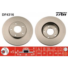 DF4316 TRW Гальмівний диск