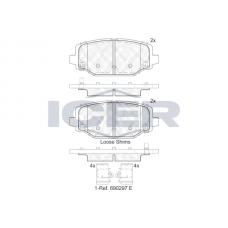 182053 ICER Комплект гальмівних колодок дисковий гальм