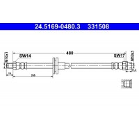 24.5169-0480.3 ATE Гальмівний шланг