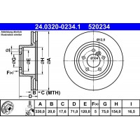 24.0320-0234.1 ATE Гальмівний диск