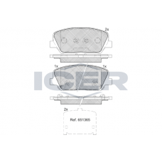 182090 ICER Комплект гальмівних колодок дисковий гальм