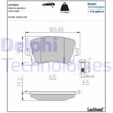 LP1824 DELPHI Комплект гальмівних колодок дисковий гальм