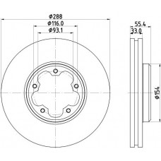 8DD 355 133-161 HELLA PAGID Гальмівний диск