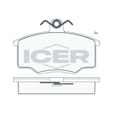 180318 ICER Комплект гальмівних колодок дисковий гальм