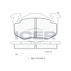 180723 ICER КомплеК т гальмівних колодок, дискове гальмо