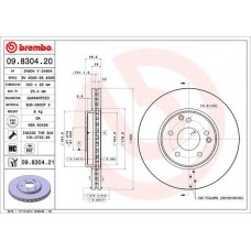 09.8304.21 BREMBO Гальмівний диск