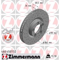 460.4507.52 ZIMMERMANN Гальмівний диск