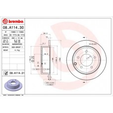 08.A114.31 BREMBO Гальмівний диск