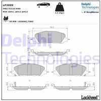 LP3699 DELPHI Комплект гальмівних колодок дисковий гальм