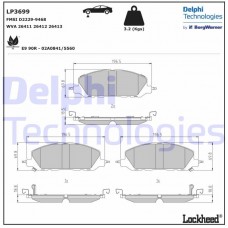 LP3699 DELPHI Комплект гальмівних колодок дисковий гальм