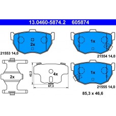 13.0460-5874.2 ATE Комплект гальмівних колодок дисковий гальм