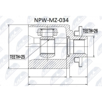 NPW-MZ-034 NTY Шарнирный комплект, Привідний вал