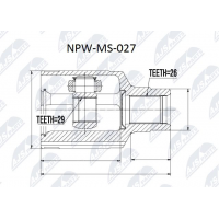 NPW-MS-027 NTY Шарнирный комплект, Привідний вал