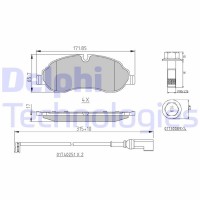 LP3136 DELPHI Комплект гальмівних колодок дисковий гальм