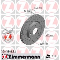 320.3806.52 ZIMMERMANN Гальмівний диск