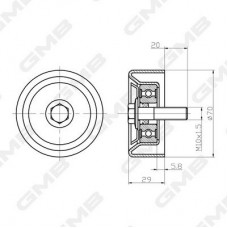 GTC0240 GMB Паразитный / ведущий ролик, Поліклиновий ремінь